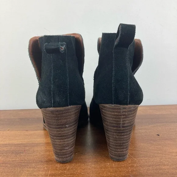 Lucky Brand Yezzah Black Suede Wedge Ankle Bootie Boots Women’s Size 10M. - Picture 5 of 12